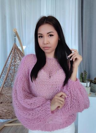 Светр павутинка, handmade, свитер паутинка, свитер из мохера