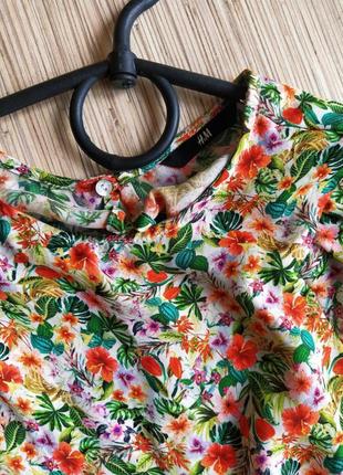 Яркая шифоновая блуза в цветочный принт3 фото