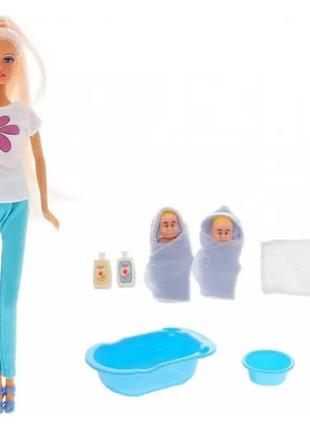 Лялька типу барбі з дітками defa 8213 ванночка в комплекті (синий)