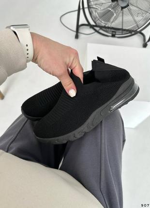 Легенькі чорні кросівки,  взуттєвий текстиль5 фото