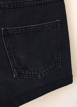 Рваные джинсовые шорты с высокой талией forever 21 черные шорты с прорехами деним10 фото