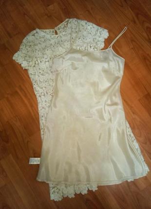 Ажурное кружевное платье цвета айвори2 фото