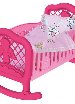 Игрушечная кроватка-колыбель для кукол 4524txk с постельным бельем (розовая)