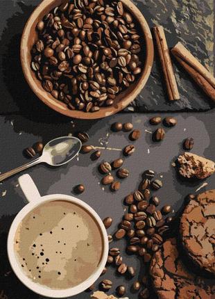 Картина за номерами "ароматя кава" ідейка kho5644 30х40 см