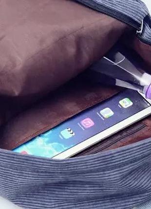 Модный вельветовый рюкзак коричневый