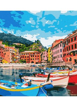 Картина по номерам "городок италии" идейка kho2725 40х50 см