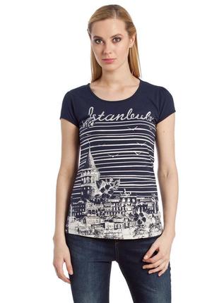 Синяя женская футболка lc waikiki / лс вайкики с надписью istanbul