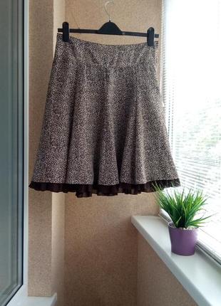 Красивая юбка миди в модный мелкий леопардовый принт2 фото