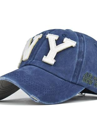 Бейсболка мужская бренда narason синяя с логотипом ny