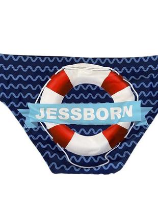Мужские плавки jessborn темно-синие с морским принтом4 фото