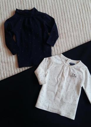 Комплект kiabi: водолазка/гольфик і реглан/сорочечка на 0-3 місяці (розмір 56-62)