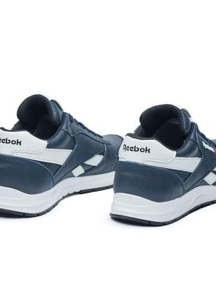 Чоловічі кросівки з логотипом reebok із натуральної шкіри сині6 фото