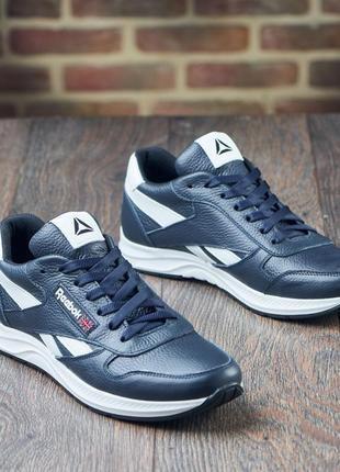 Чоловічі кросівки з логотипом reebok buty із натуральної шкіри сині