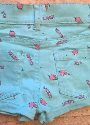 Нові джинсові яскраві шорти для дівчинки c печаткою. denim co2 фото
