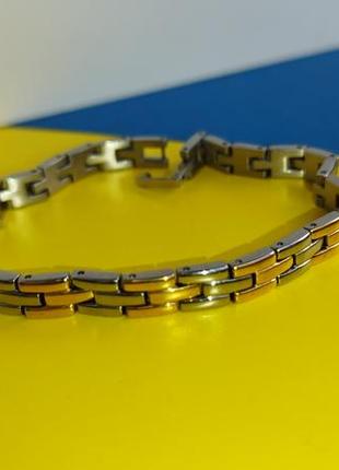 💎 браслет золотой серебряный комбинированный бижутерия нержавеющая сталь9 фото