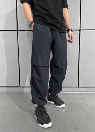 Черные спортивные штаны плащевка  ⁇  тонкие мужские брюки на весну - лето