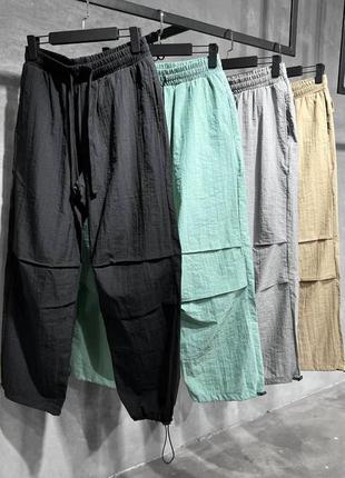 Чорні спортивні штани плащівка | тонкі чоловічі штани на весну - літо7 фото