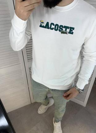 Свитшот lacoste белый  ⁇  брендовые мужские кофты лакоста