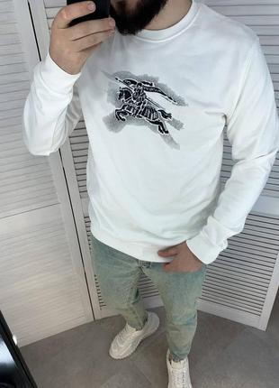 Чоловічий білий світшот burberry | якісні кофти барбері для чоловіків