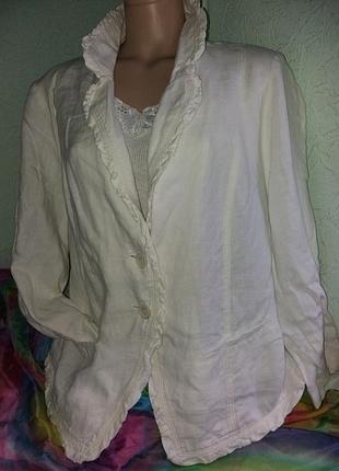 Актуальний білий лляний жакет,54-58разм.,promiss