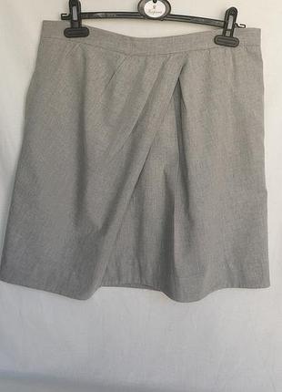 Короткая светло-серая юбка с защипами, с карманами 100%хлопок, р.44-eu, xl-xxl, от cos