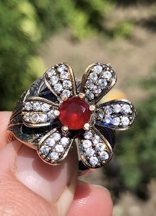 Срібне кільце,каблучка»квітка» 925 проби .вага 9,5 гр.розмір 17,5