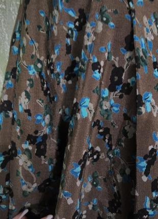 Яркая, шелковая юбка- миди- солнце с цветочным принтом/100%- шелк/essentiel3 фото