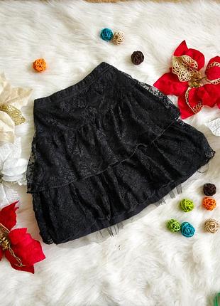 Стильна юбка спідничка з кружевом та сіткою h&m