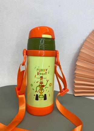 Термос с трубочкой и силиконовым носиком и трубочкой для мальчика a-plus на 350 мл