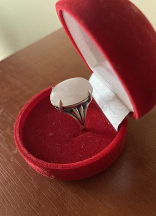 Кольцо серебряное розовый кварц серебро 925 размер 17,5- 18 с чернением перстень3 фото