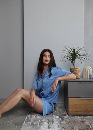 Шовкова піжама шорти і сорочка3 фото