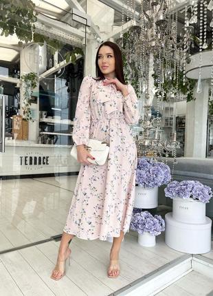 Жіноча сукня міді чорна рожева біла синя квіткова весняна