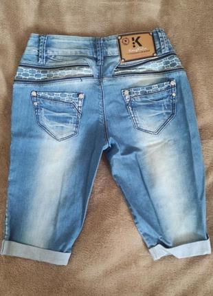Бриджи шорти капрі джинсові укореченні2 фото