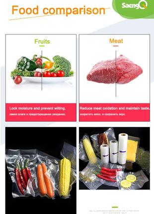 Пакеты saengq для вакуумного упаковщика вакууматора (рулон 20*500 см) рулон вакуумная пленка пищевых продуктов3 фото