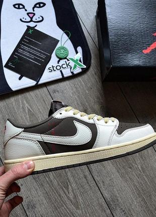 Кроссовки nike air jordan 1 low x travis scott'sail and ridgerock'2 фото