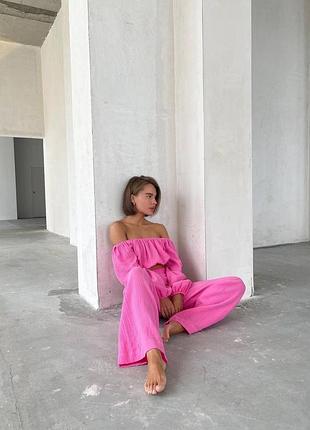 Летний брючный костюм палаццо