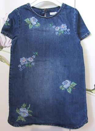Джинсовое платье с вышивкой вышиванка next некст 6 лет 1162 фото