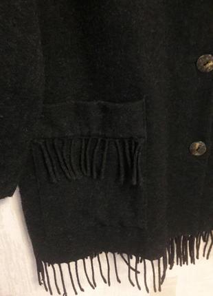 Сірий шерстяний кардіган з бахрамой, пальто оверсайз, піджак wallis4 фото