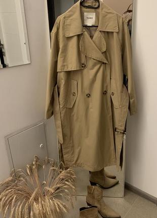 Идеальный плотный хлопковый оверсайз тренч от бренда pull &amp; bear