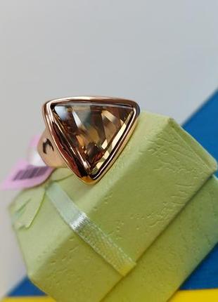 💎 люксовая бижутерия кольцо золотое с желтым камнем большим камень цитрин цвет золото перстень каблучка9 фото