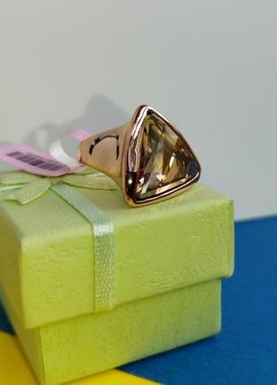 💎 люксовая бижутерия кольцо золотое с желтым камнем большим камень цитрин цвет золото перстень каблучка