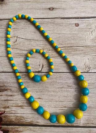 Патриотическое ожерелье, желто-голубые бусы10 фото