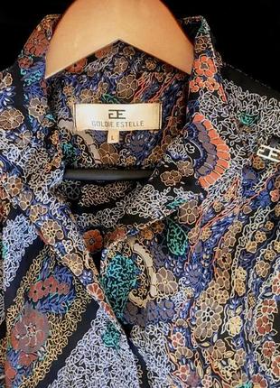 Премиум бренд - ретро стиль - шикарная шелковая блуза "goldie estelle"3 фото