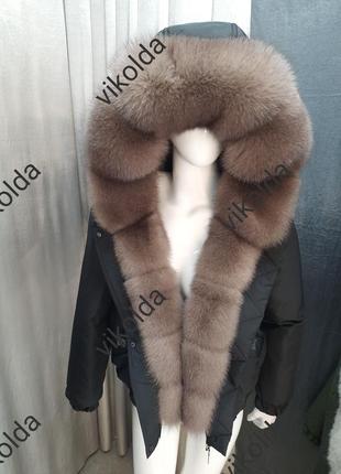 Женская зимняя  куртка бомбер  с мехом песца с 44 по 583 фото