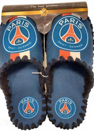 Мужские тапочки домашние войлочные тапки с закрытым носком  логотипом футбольного  клуба псж psg  paris
