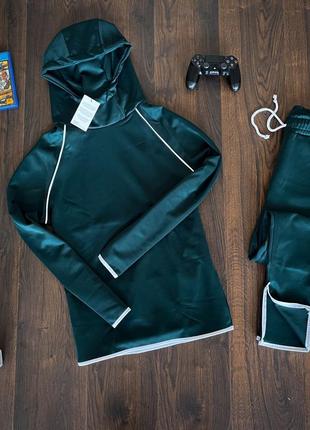 Зелёный мужской спортивный трикотажный костюм худи и штаны1 фото