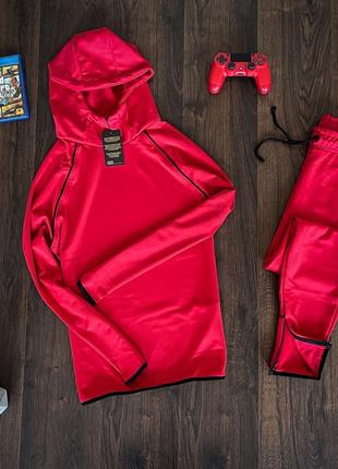 Красный мужской спортивный трикотажный костюм худи и штаны1 фото
