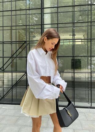 Красива класна класична якісна стильна модна зручна жіноча модна трендова базова рубашка із рукавами біла3 фото