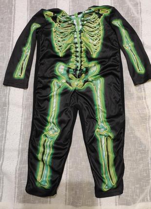 Детский костюм скелет, кошой бессмертный на 3-4 года светится в темноте