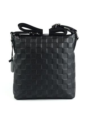 Кожаная мужская маленькая сумка через плечо, молодежная черная мини сумочка из натуральной кожи1 фото